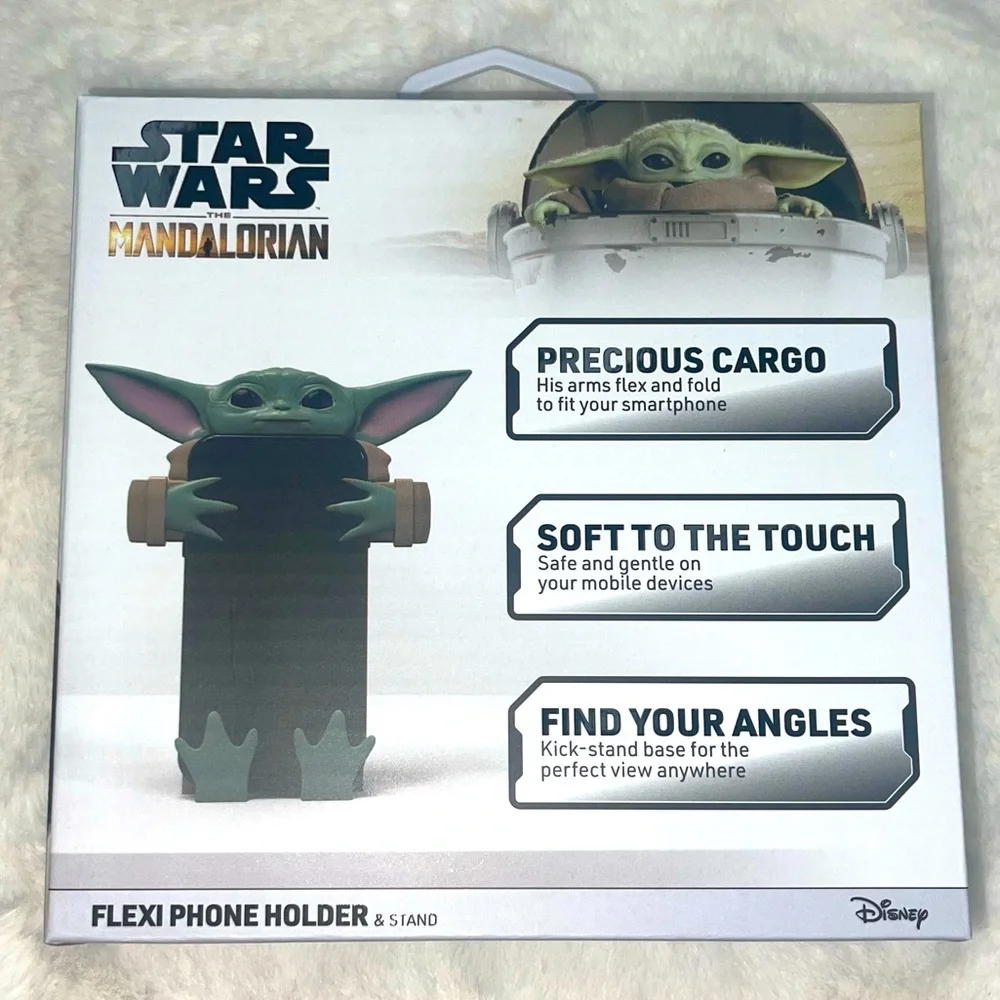Star Wars Mandalorian Flexi Phone iPhone Holder, Disney Baby Yoda Stand NEW